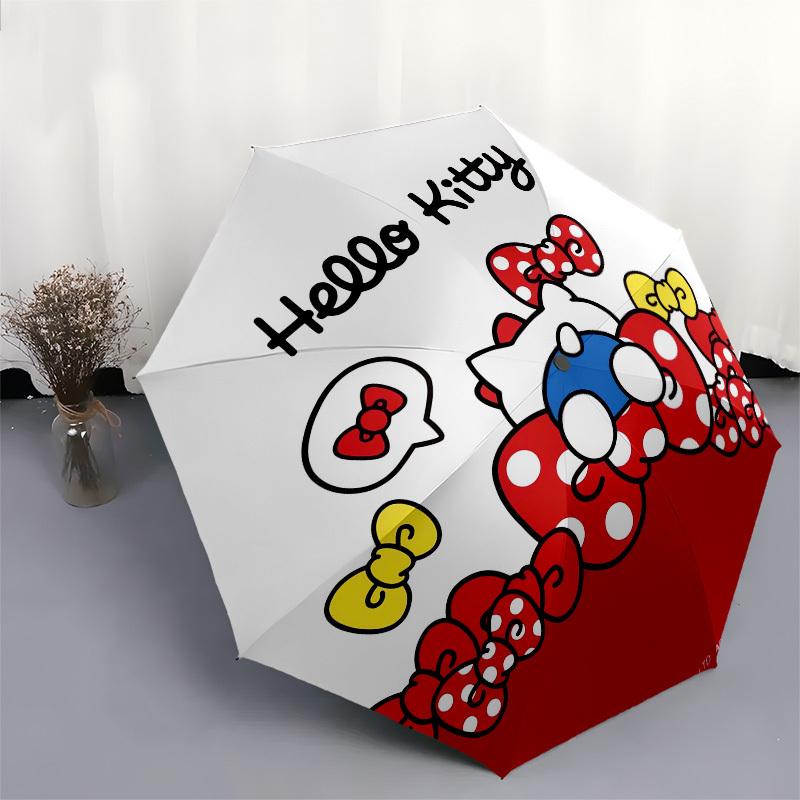 1pc Hello Kitty Bow Ties Umbrella with Plastic Handle,Suitable for All Seasons Home Travel Outdoor UmbrellaSanlio688