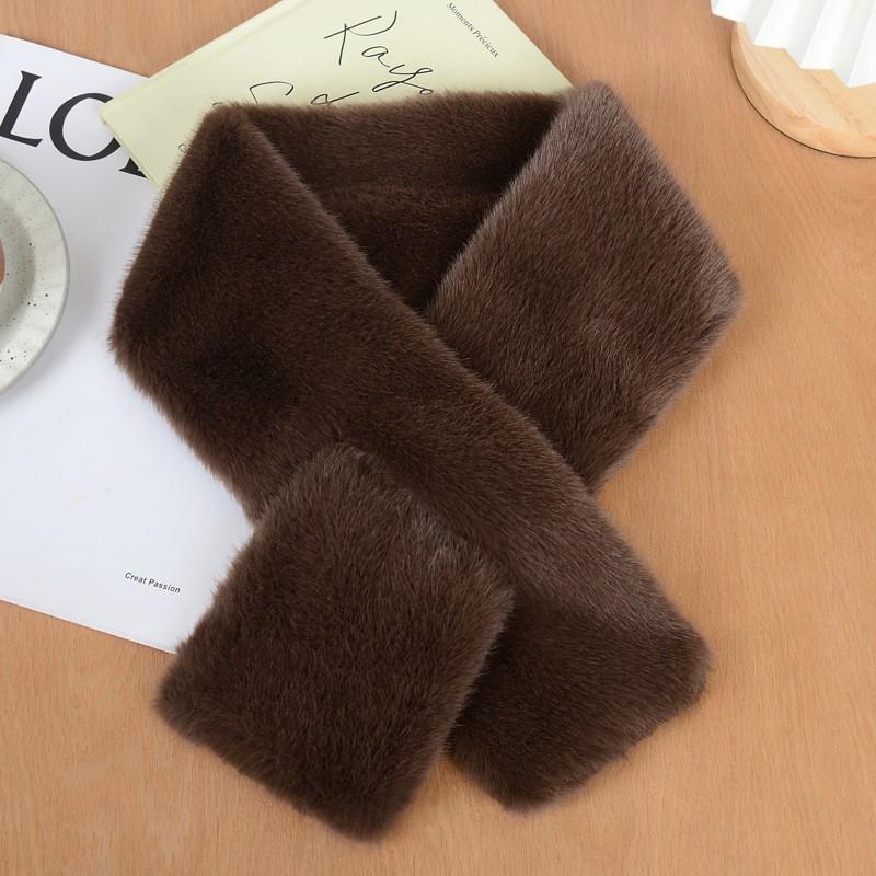 Damen Schal aus Kunstmink-Fleece, Winter, Dick, Warm, Wickeltuch, Überkreuzt, Stylischer Nackenschutz, Unifarben