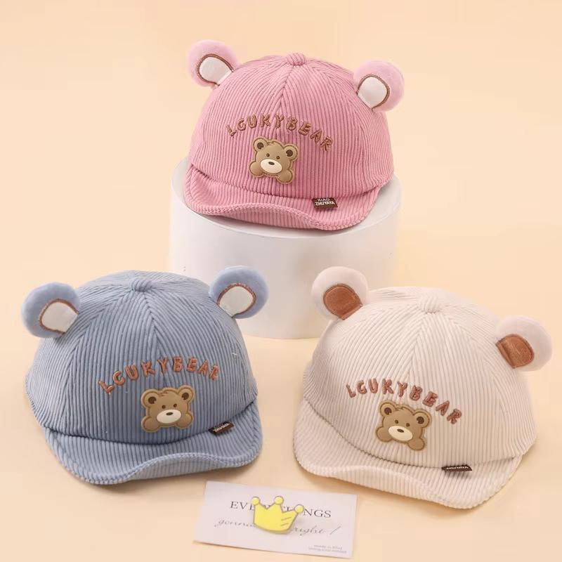 Baby Cartoon Bear Baby Hat With Ears Spring Autumn Soft Brim Infant Girl Boy Baseball Cap Cute Toddler Sunshade Peaked Caps