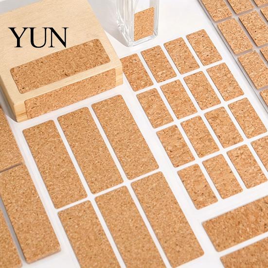 Home Storage Identification Tags Self-Adhesive Cork Labels, Waterproof Stickers with Retro Wood Texture, Oil Proof Classification Marks Removable