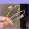Minimalist Zircon Round Open Cuff Bracelet For Women Elegant Fashion Jewelry