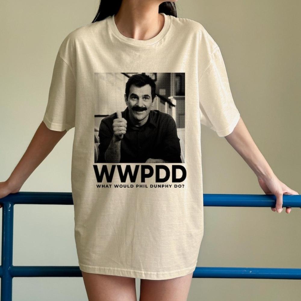 Camiseta Phil Dunphy WWPDD ¿Qué Haría Phil Dunphy? Camiseta Programa de TV Divertida 90s Retro Vintage Camisetas Gráficas Mujer Unisex Algodón