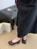 Women's Chunky Heel Mary Jane Split-Toe Shoes: New Retro Pleated Design Ballet Flats