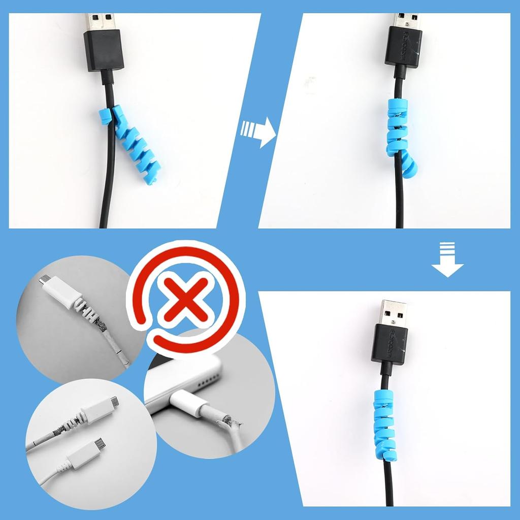 10-piece set of Type-C data cable protective cover spiral multi-function data cable anti-break identification cover multi-color