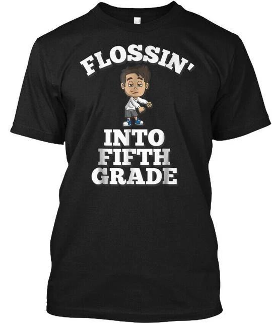 

Flossin Into Fifth Grade Boy Cool Back T shirt Made in the USA Size S to 5XL S