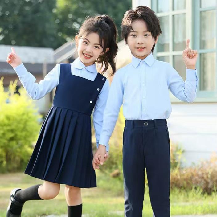 Girls' college buckle dress, autumn girls' JK pleated skirt, middle-aged and older children's performance vest skirt