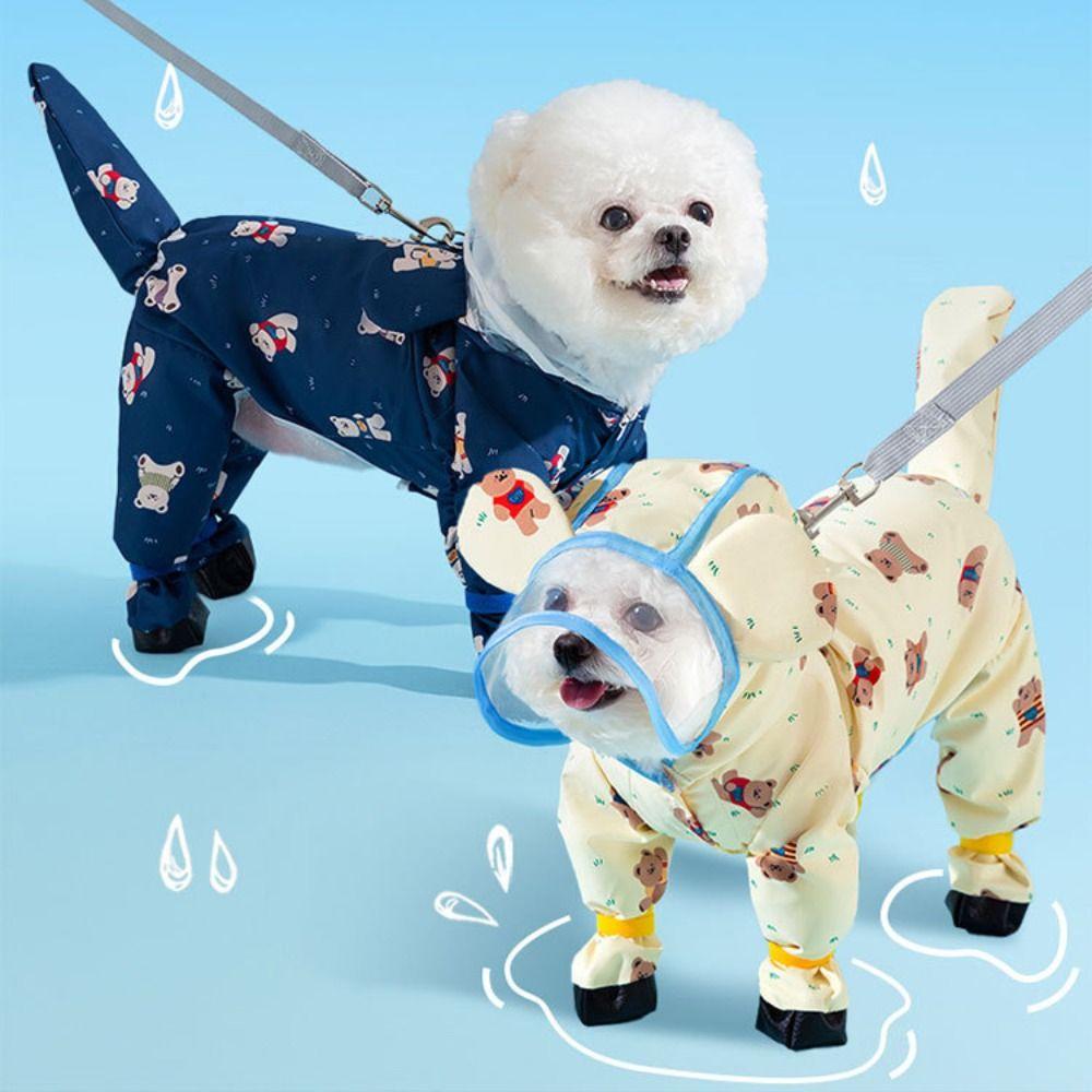 Windproof Dog Rain Cloak Waterproof Four Leg Raincoat Stylish Pet Rain Jacket  Cats