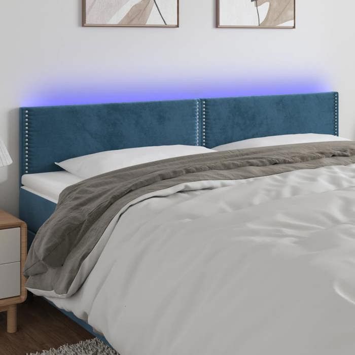 VidaXL LED Headboard Bedroom Furniture Double Bed Accessory Head of Bed Frame Interior Dark Blue 3121530