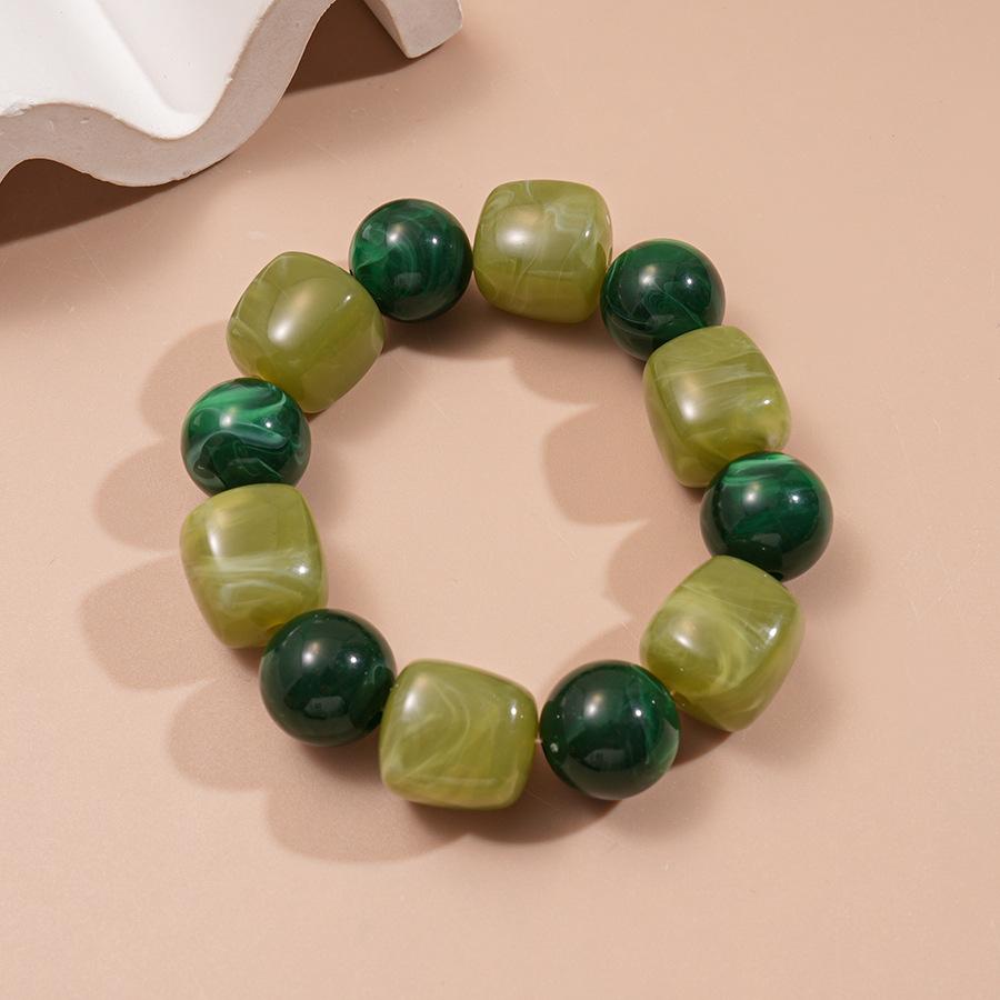 Acrylic Irregular Square Round Beaded Bracelets for Women Multicolor Bohemia Geometric Handmade Bangles Couple Jewelry Travel C