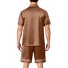 Men's Short Sleeve Button Down Pajama Set with Sleep Shorts Soft Casual Two-Piece Nightwear for Home Size S-4XL