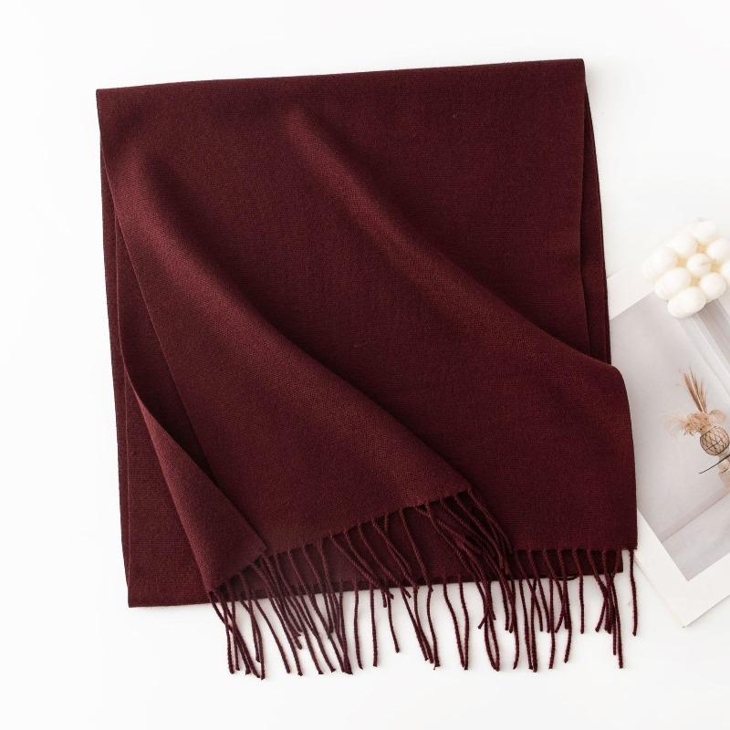 New Solid Color Maillard Imitation Cashmere Scarf for Women Autumn and Winter High End Warm Shawl Simple Scarf