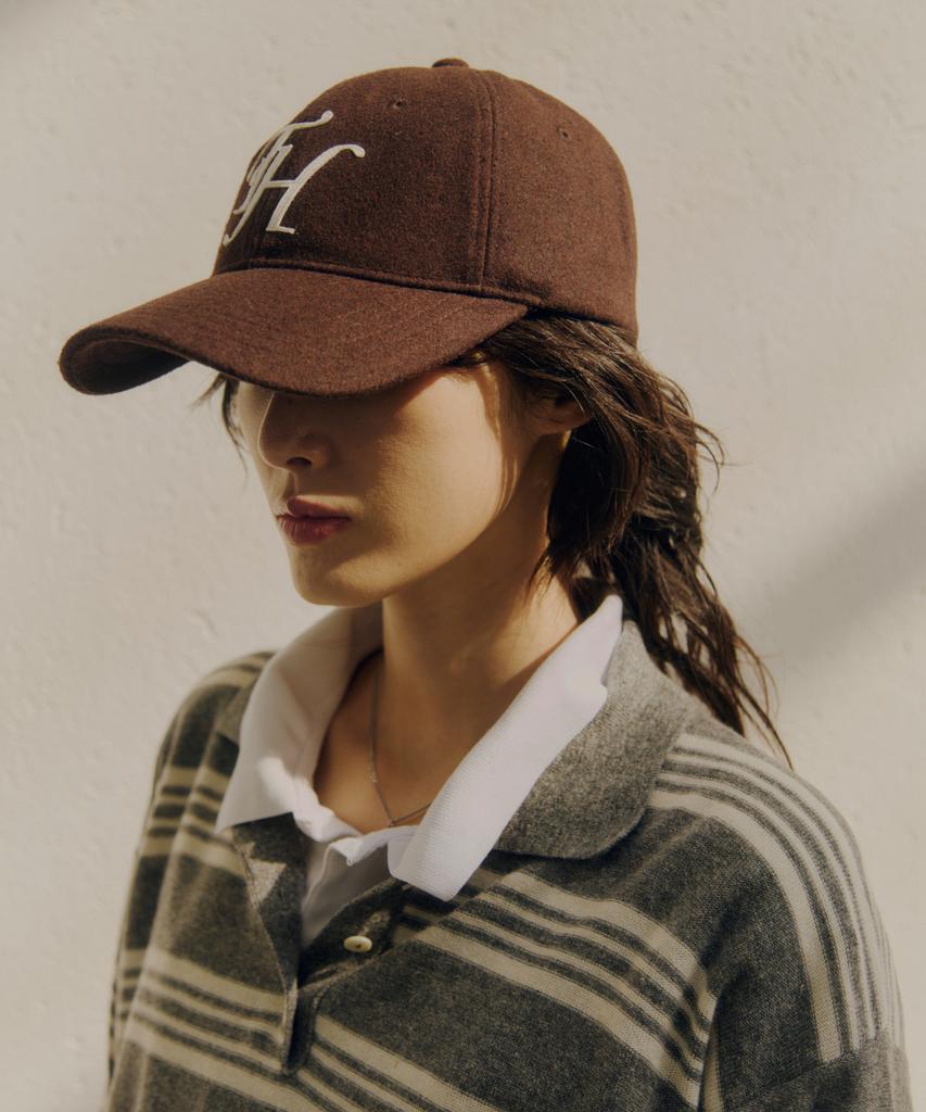 Teulaepighamoni Wool Blend Th Applique Logo Deep-Fit Ballcap_Brown