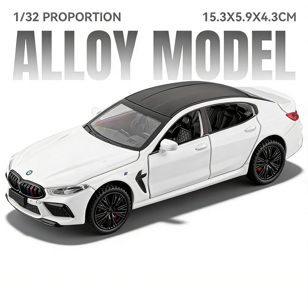 1:32 Scale M8 X3M Sports Car Model Toy Exquisite Interior Metal Diecast Sound Light Supercar Models Christmas Gifts for Boys
