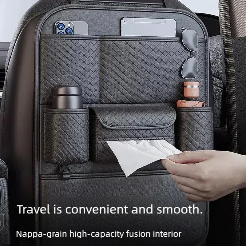 2Pcs Car Seat Back Organizer High Capacity Multi Pocket Storage Bag Anti Kick Mat Wear Resistant Auto Interior Accessories