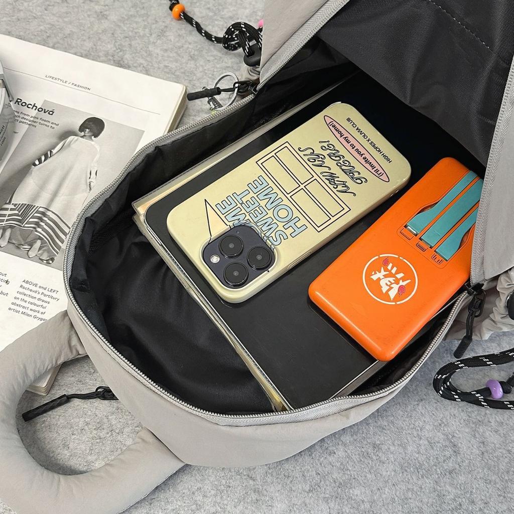 Schoolbag Small Backpack Men's and Women's Outdoor Lightweight Multipurpose Sports Riding Backpack Fashion Contrast Color Flat Casual Breast Bag