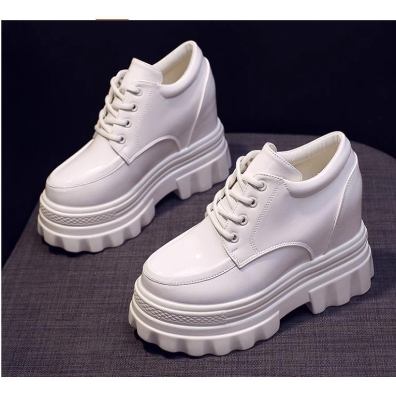 Mode Harajuku Dames Sleehakken Sportschoenen Voor Vrouw Verhogend 11CM Chunky Dad Sneakers Dames Ademend Platform Leer Casual Schoenen