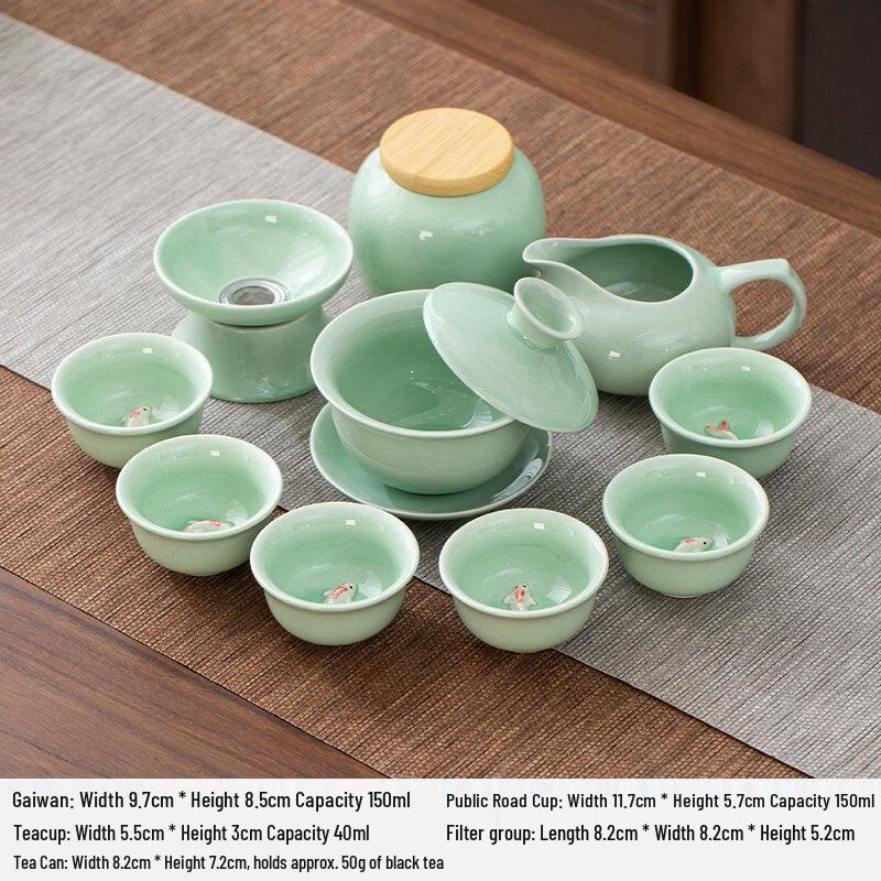 Celadon Carp Ceramic Kung Fu Tea Set