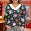 Girls' V-Neck Christmas Print Long Sleeve Top Winter Layering Tee