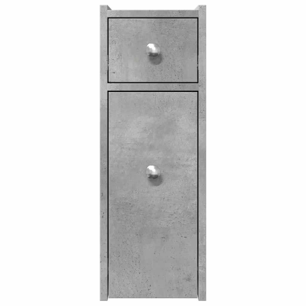 Narrow Bathroom Cabinet with Casters Concrete Grey Particleboard