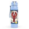 1PC Vintage Lobster Stamp Art 750ml Color Plastic Sports Water Bottle Leakproof Flip Straw Lid Suitable for Sports Office Home Use