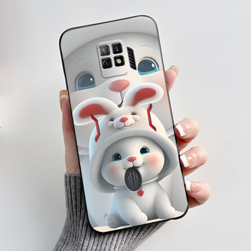 For Nubia Red Magic 7 Pro Case NX709J Back Cover Cute Heart Rabbit Black Soft TPU Phone Case For Red Magic 7S Pro NX709S Shell