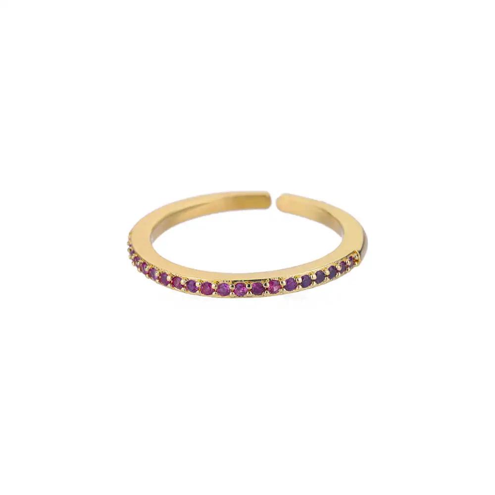 Geometric Colorful Zircon Gold Ring for Women