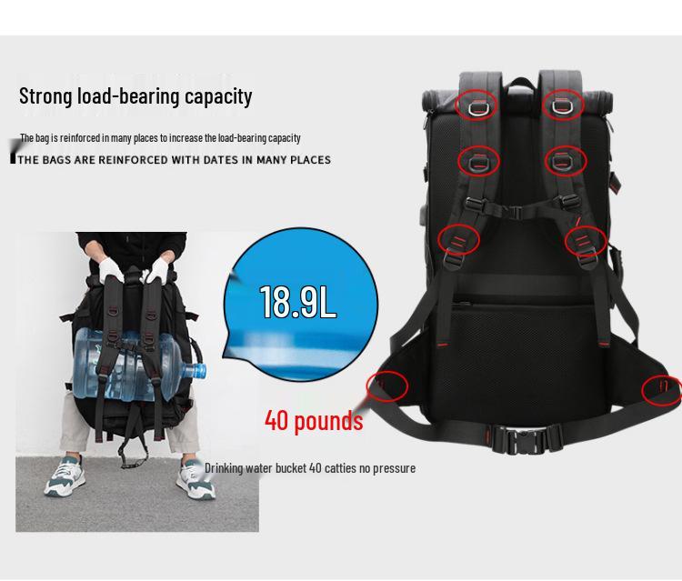 Men's Waterproof Large Capacity Outdoor Mountaineering and Travel Backpack - Multifunctional Double Shoulder Bag
