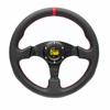 13" Universelles Rennlenkrad, Flachboden, OMP/DIY, Echtes Leder