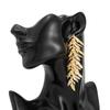 Fashion Creative Metal Wheat Ears Y-Shaped Long Necklace, Design Sense Geometric Leaf Tassel Necklace Women