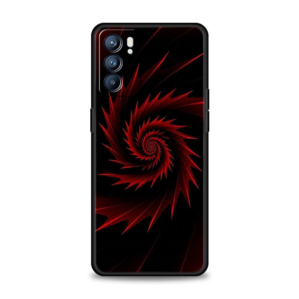 Black Red Ripple Art Phone Case For Oppo Reno 13 12 11 10 7 F Find X5 X6 A98 A80 A79 A78 A57 A54 A31 A17 Pro 5G Soft TPU Cover