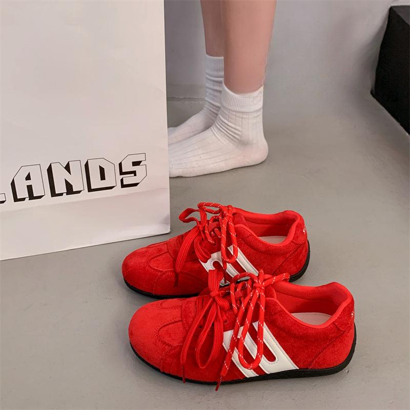 Retro Leopard Print Lace-up German Training Shoes Women's 2025 Early Autumn New Thin-soled Inner Height-increasing Racing Shoes Sports Casual Shoes