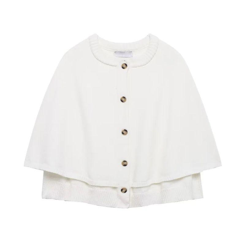 Fall and Winter New Women's Clothing Single-Breasted Cloak Design round Neck Knitting Sweater Cardigan Coat 2488107