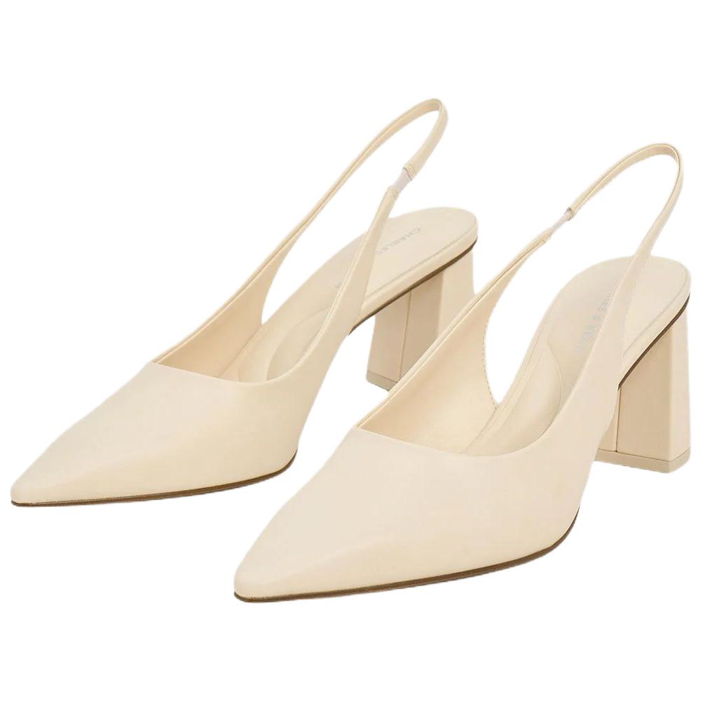 Charles & Keith Fashion Open-Back Chunky Heel High Heels 6.6cm Women high heels Beige CK1-60361462_CHALK