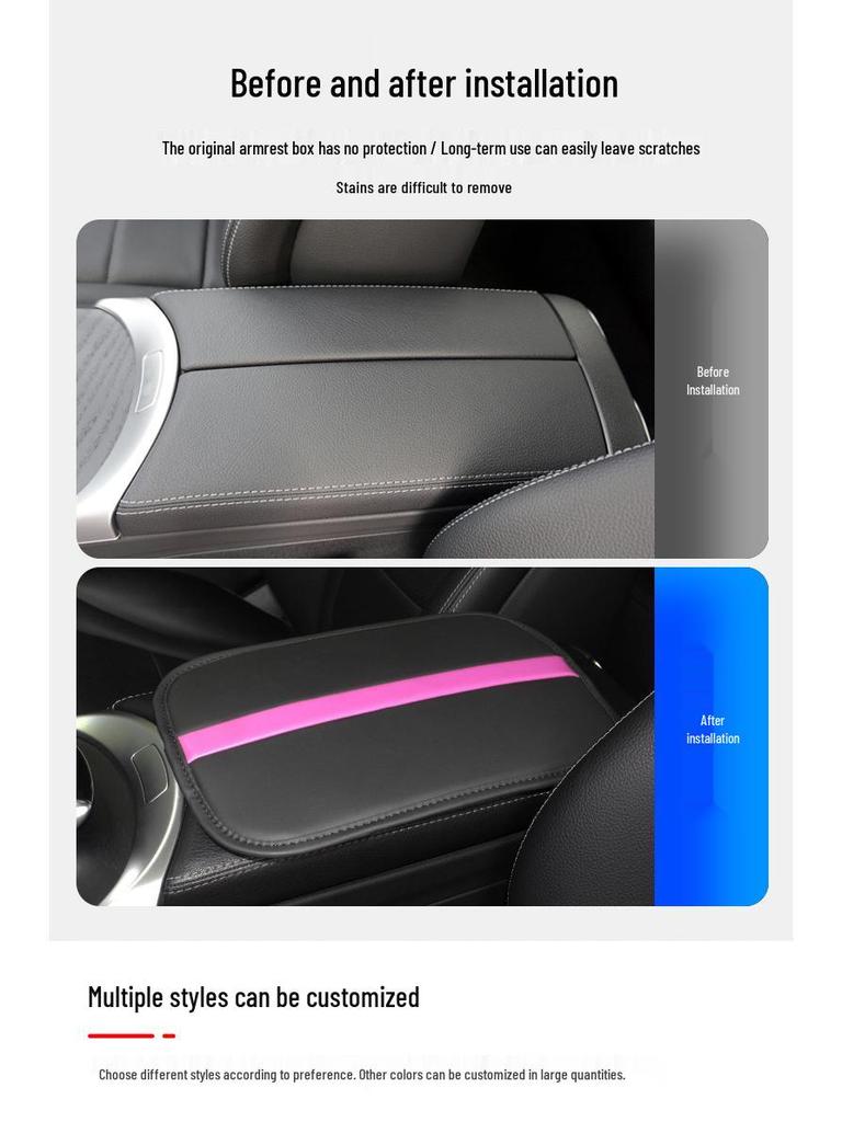 Universal Non-Slip Black Car Armrest Pad - Wear-Resistant Interior Accessory