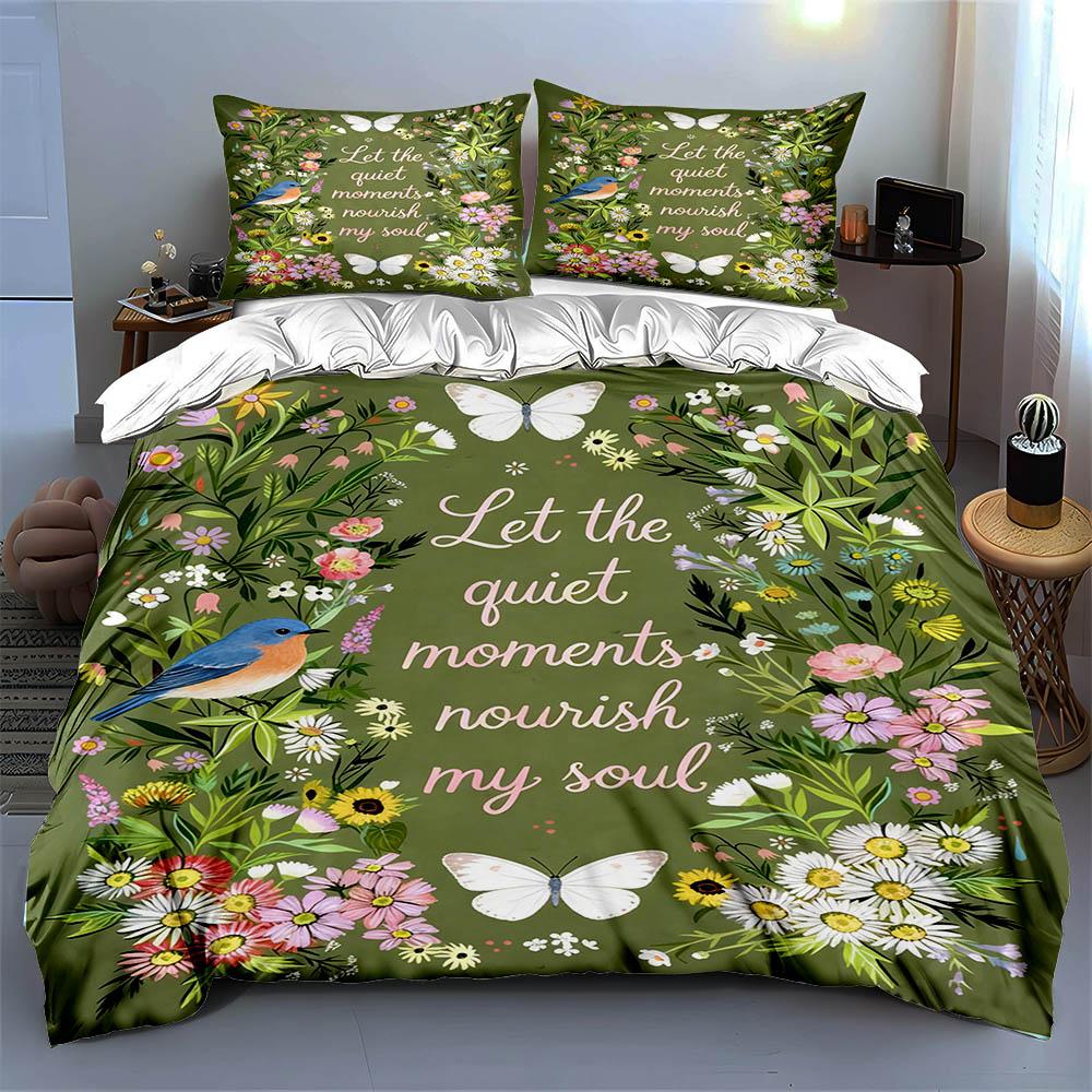 Floral, butterfly, serene. Bedding Duvet cover sets Duvet covers Pillowcases gifts (1 * Duvet Cover 2 * Pillowcases, without duvet insert)