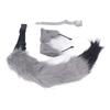 Cat Ears and Wolf Animal Tail Cosplay Costume Faux   Hair Clip Headdress Halloween Leather Neck Chocker Set Animal Cosplay Party Costume