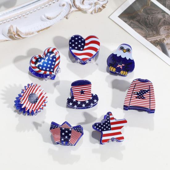 Yousheng Hair Claw Red White Blue Star Design Mini Hair Clip Independence Day Small Hair Clip Party Gatherings Patriotic Hair Accessory