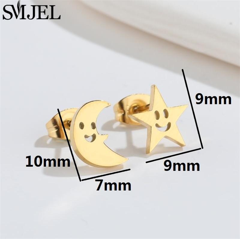 2026 Stainless Steel Geometric Stud Earrings for Women Star Sun Moon Earings Fashion Jewelry Angel Wing Ghost Ear Pendientes
