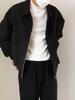 Men's Black Korean Style Loose Lapel Jacket for Spring and Autumn