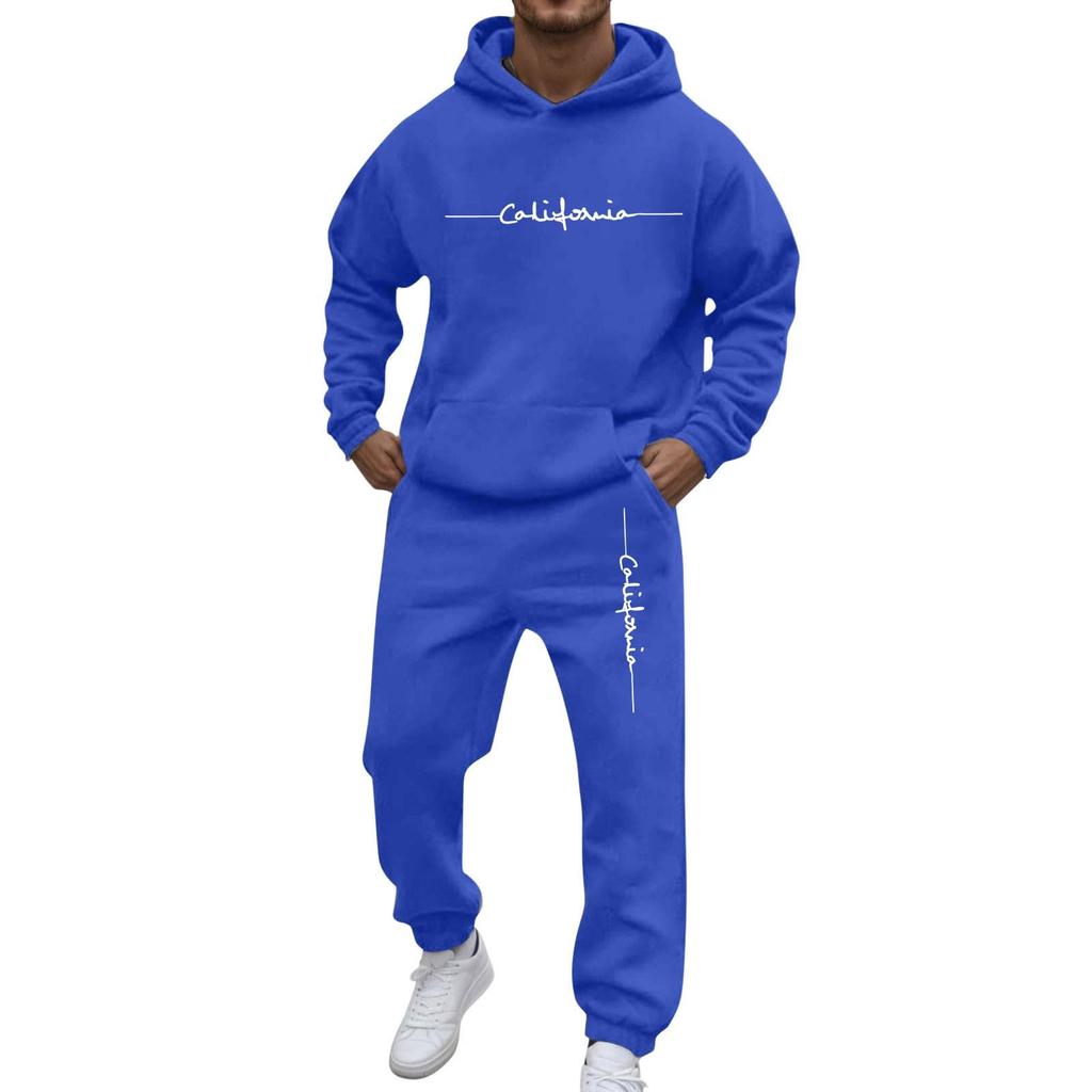 Herren Casual und personalisiert bedrucktes Langarm-Kapuzensweatshirt, Herren Sport-Sweatshirt und Sweatpants zweiteiliges Set