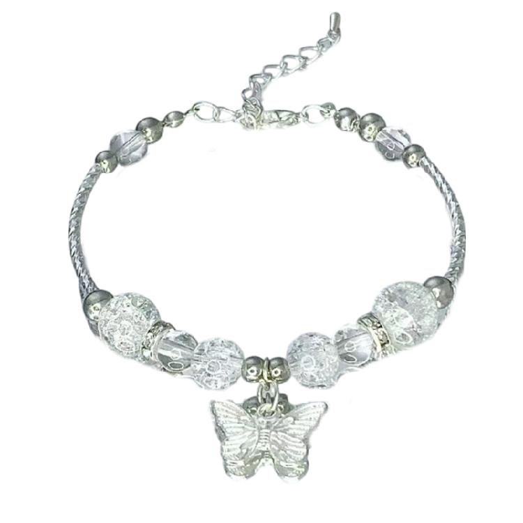 Exquisite Alloy Bracelet Accessory Distinctive Beaded Bracelet Charm With Butterfly Embellishments for Trendsetters