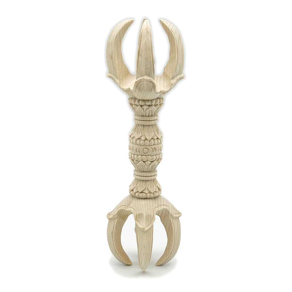 HU Trading Wooden Carved Buddhist Fixtures, Gokko Pestle, 15cm, Dharma Instrument, Vajra Pestle, Esoteric Buddhism Buddhist Instruments, g27894
