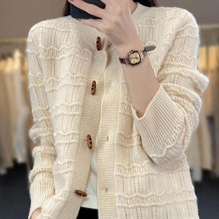 Loose Knit Vintage Cardigan Sweaters Coat Jacket for Women Long Sleeve Autumn Winter