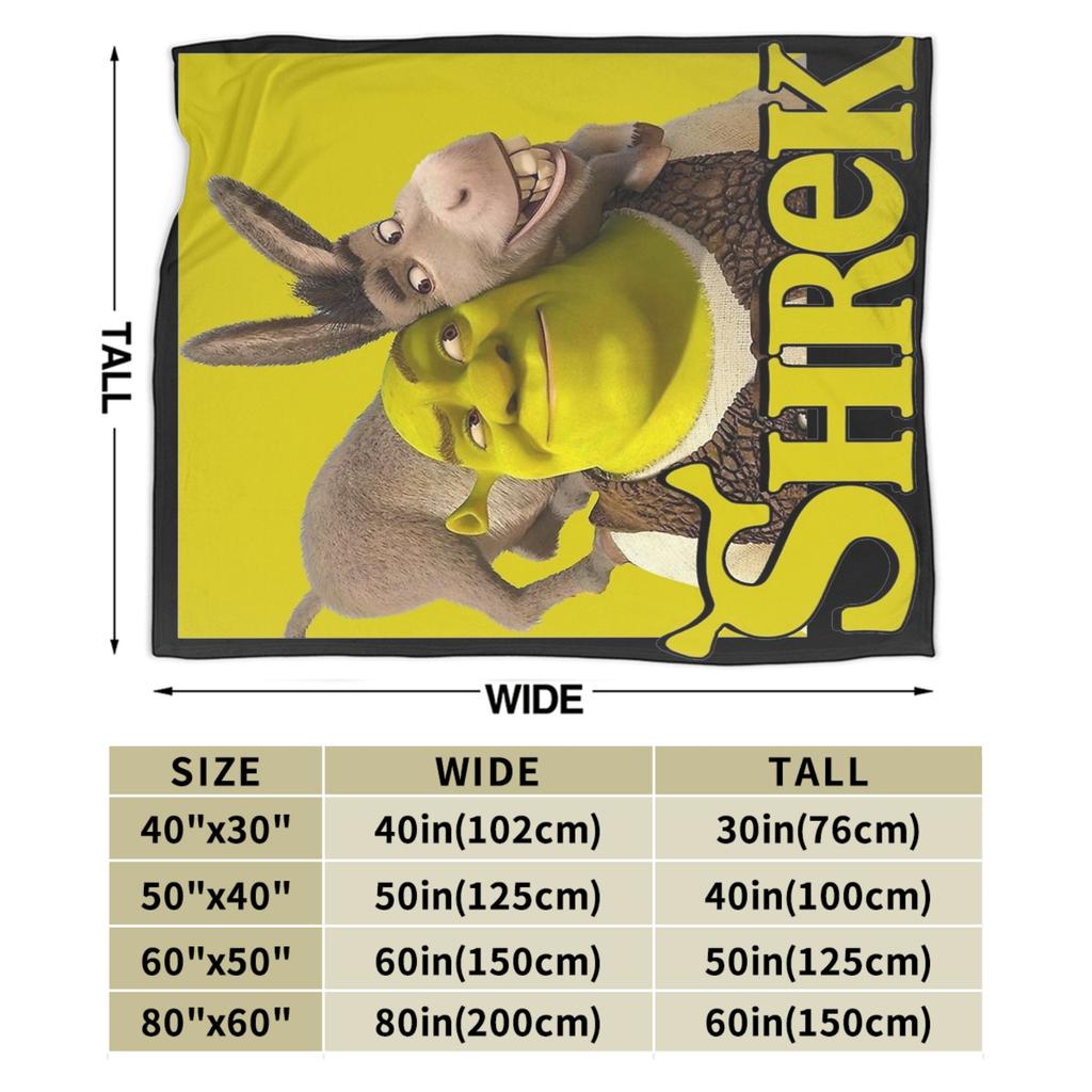 Shreks Donkey Cartoon Movie Blanket Fleece Spring/Autumn Multifunction Lightweight Throw Blanket for Bed Car Rug Piece