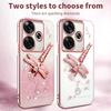 Case For Xiaomi Redmi 13 4G/5G/Note 13R 5G/Poco M6 4G/M6 Plus 5G Dragonfly Kickstand TPU Flowers Glitter Phone Cover