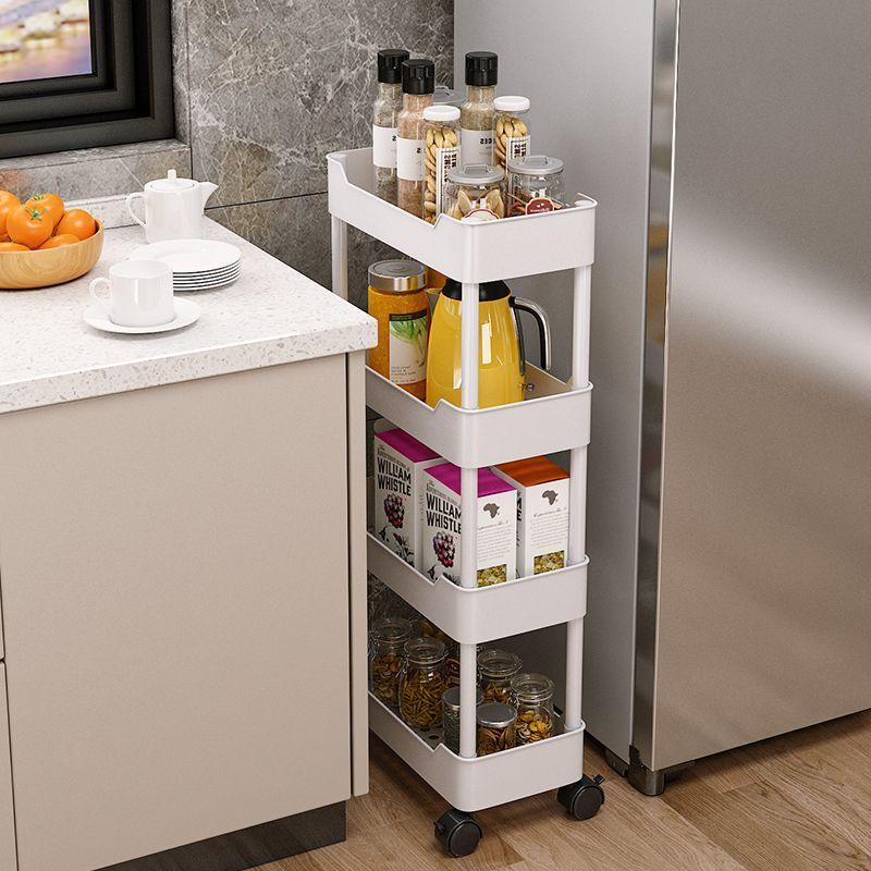 Mobile Storage Shelf Interspace Gap Shelf Kitchen Storage Shelf Bathroom Storage Rack Fridge Side Seam Finishing Rack
