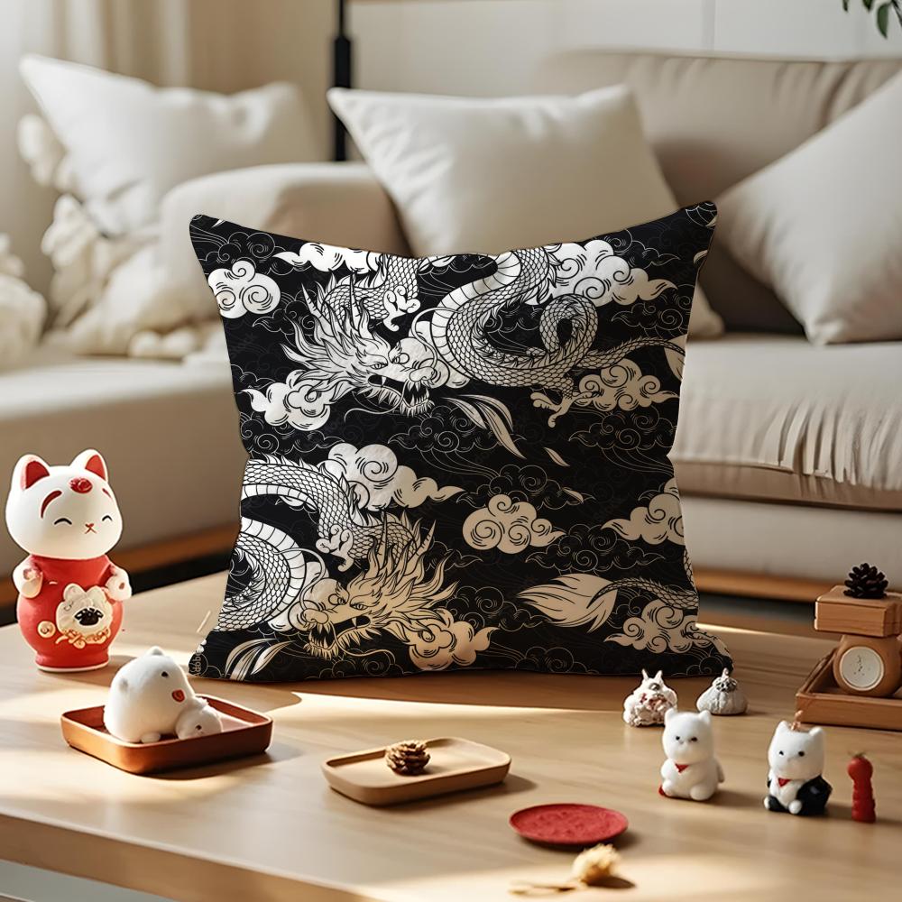 Chinese Cloud Pattern Cushion Cover Anti-dustmite Pillowcase Invisible Zipper Silky Short Plush Sofa Cushion Cover