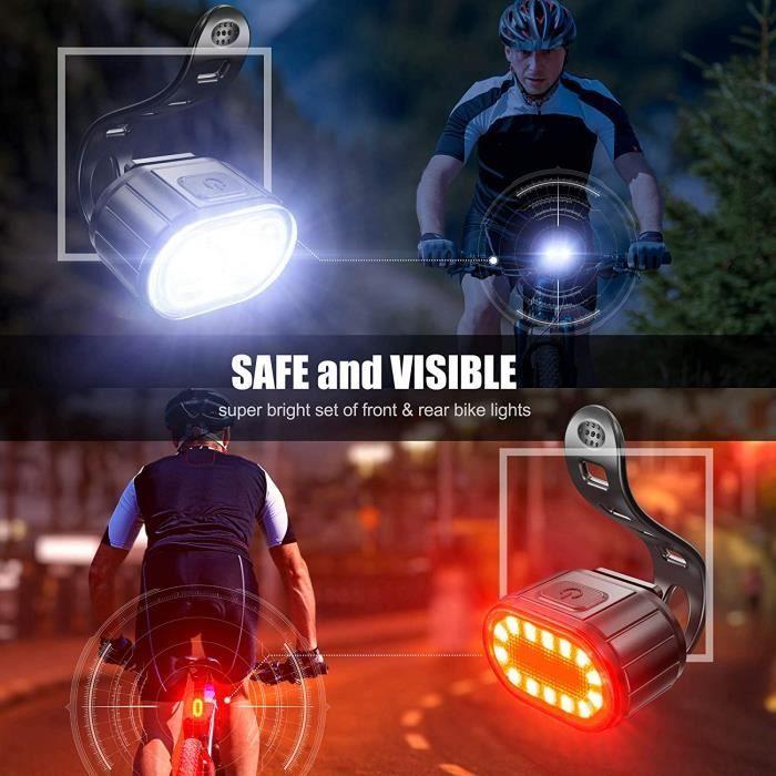 Kit éclairage vélo LED - A78 - Étanche IPX5 - LED Samsung LH351B - Rechargeable USB (avant + arrière)