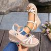 2026 New Women Sandals Summer Ankle Straps Wedge Sandals Plus Size Platform Shoes Woman Lightweight Thick Bottom Shoes for Women