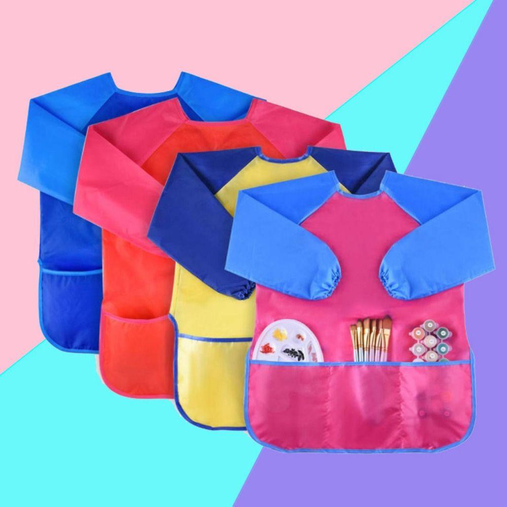 Nylon Kids Painting Apron Long Sleeves Kids Waterproof Apron Reusable DIY Painting Aprons  Home